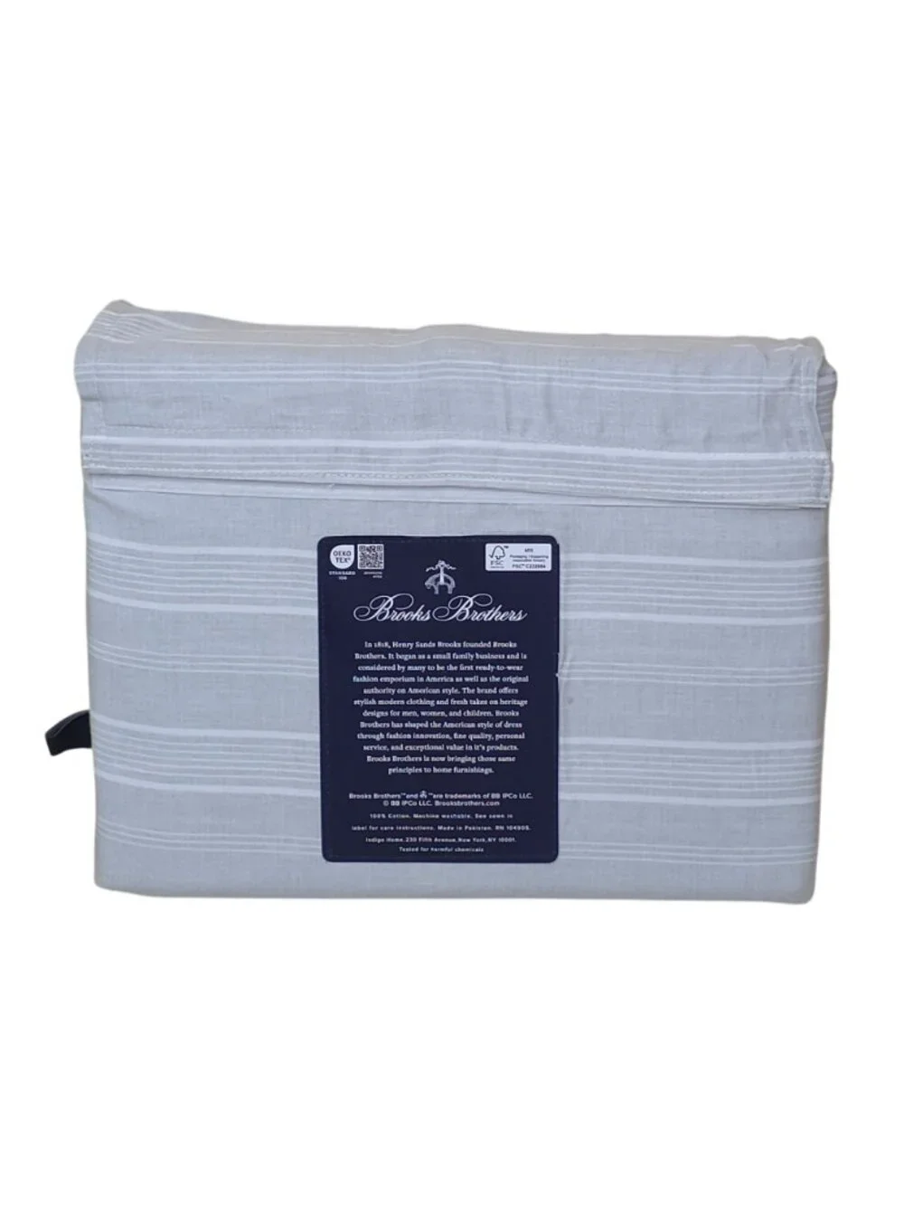 Brooks Brothers Queen Sheet Set 100% Cotton Includes Fits Mattresses Up To 17
